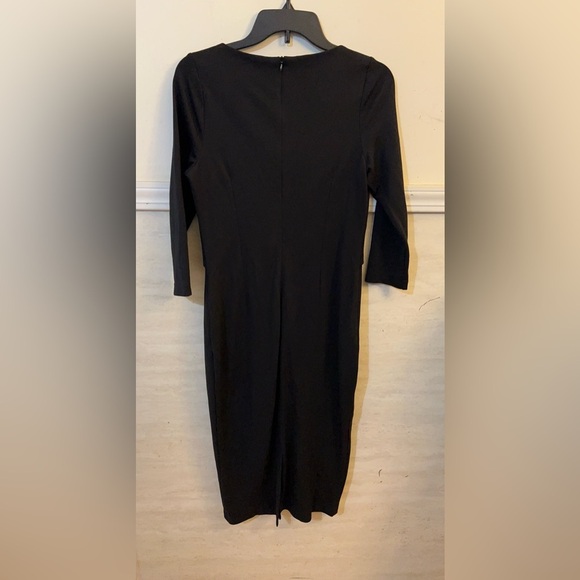 NWT-Marycrafts Elegant Black Sheath Midi Dress Bow Detail - Picture 3 of 7